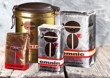 Omnia kávés doboz és csomag